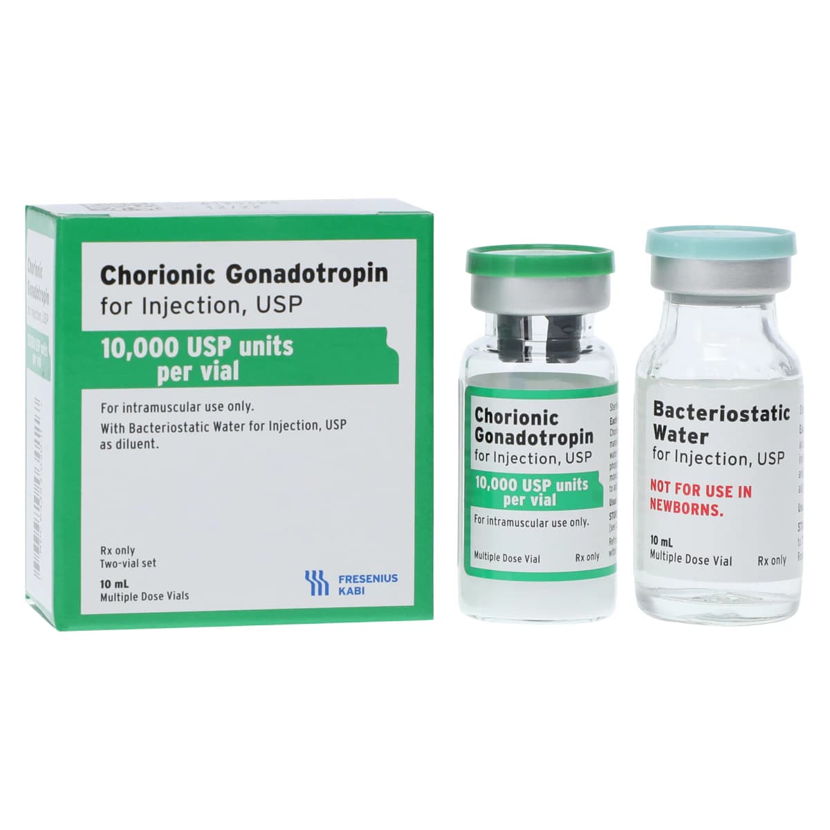 Chorionic Gonadotropin Injection, USP 10,000 USP Units/Vial, Powder for Reconstitution, Multiple-Dose Vial, 10 mL, Each - Chorionic Gonadotropin Inj MDV - Image 1