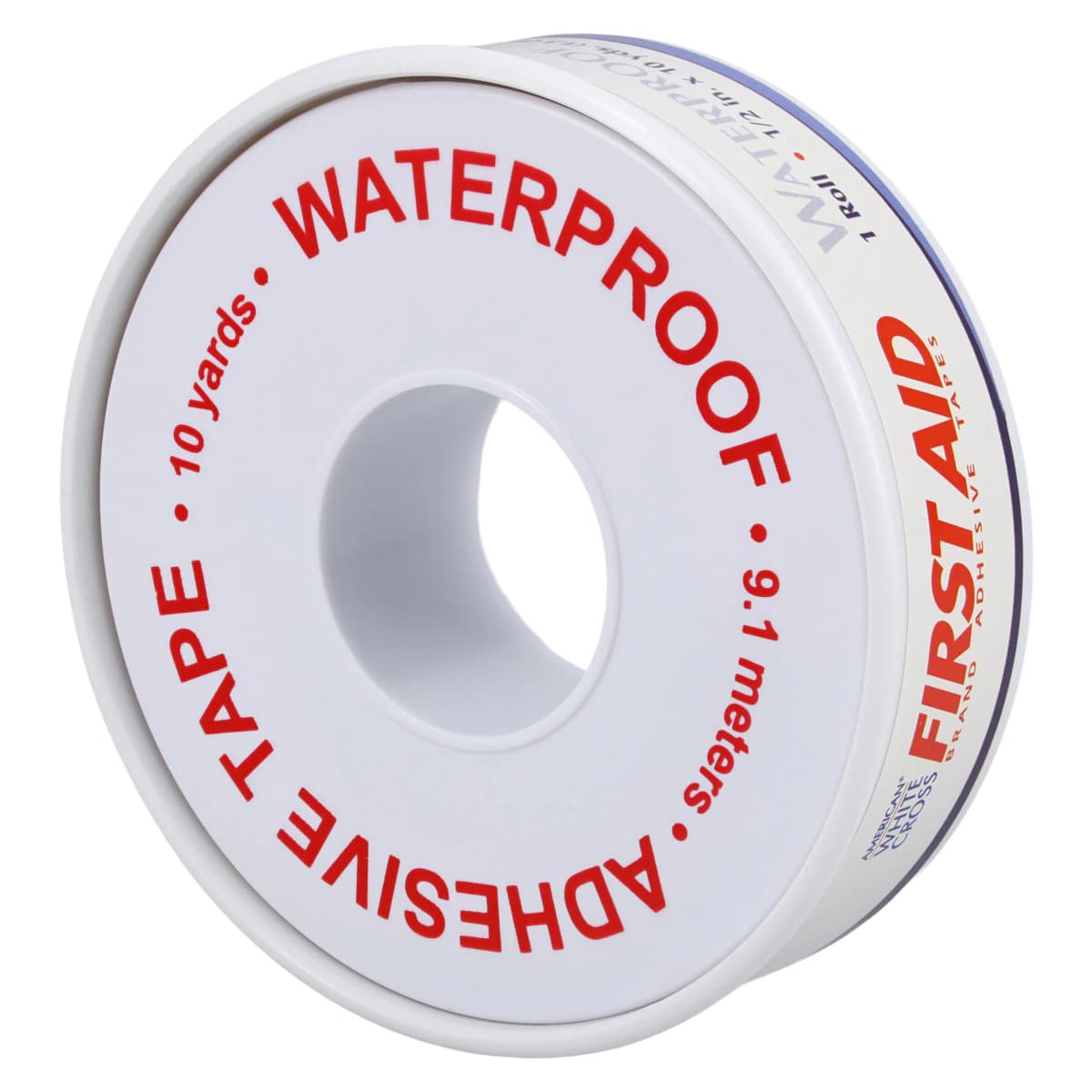 American White Cross Waterproof First Aid Tape, Cloth, 1/2" x 10 yds, White, Non-Sterile, 12/Box - Tape Waterproof First Aid - Image 1