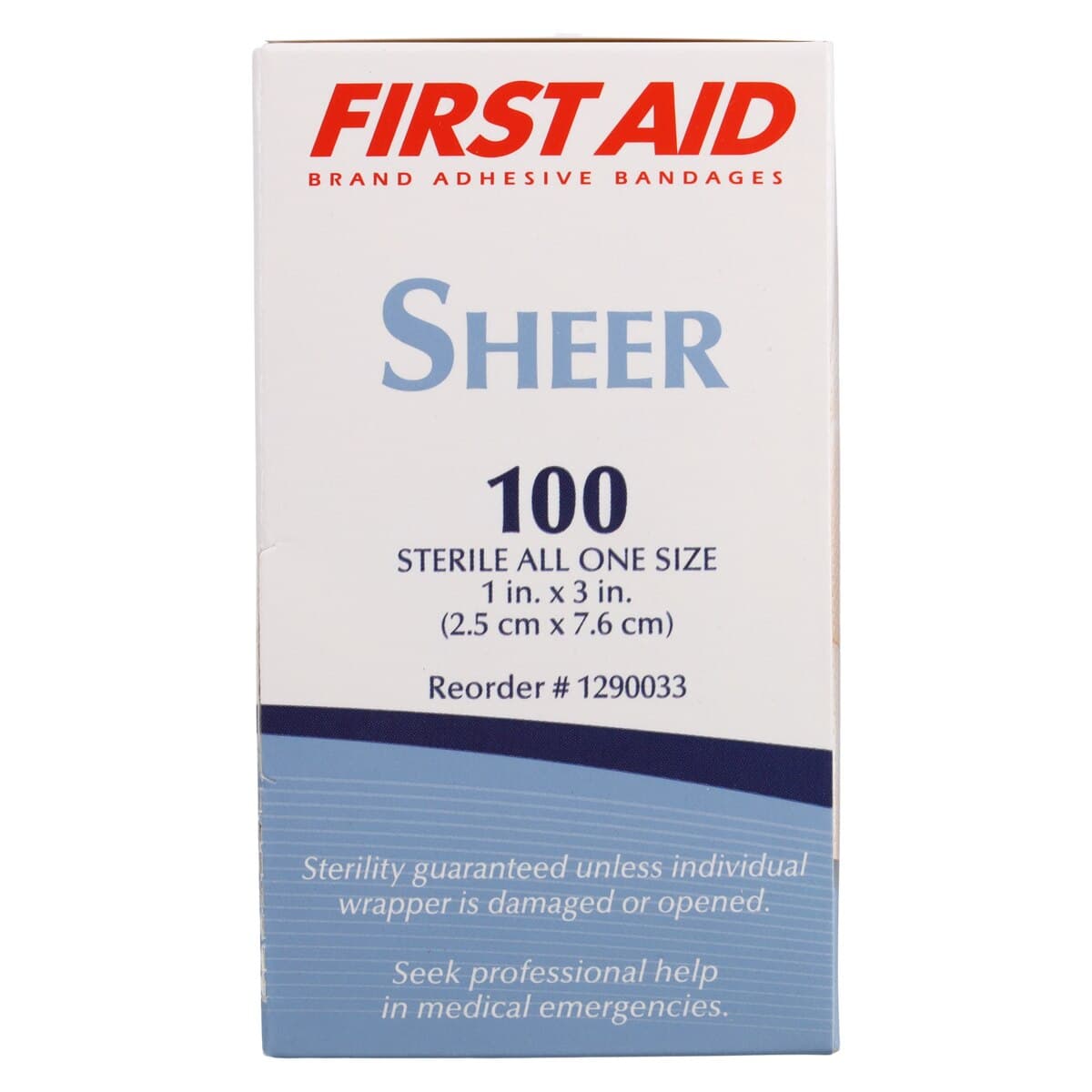 American White Cross First Aid Adhesive Bandage, Plastic Film, Sheer, 1" x 3", Sterile, 100/Box thumbnail 6