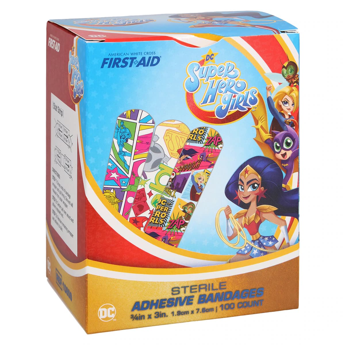 Dukal Stat Strip Adhesive Bandage, Plastic, 3/4" x 3", SuperHero Girls, Sterile, 100/Box thumbnail 6