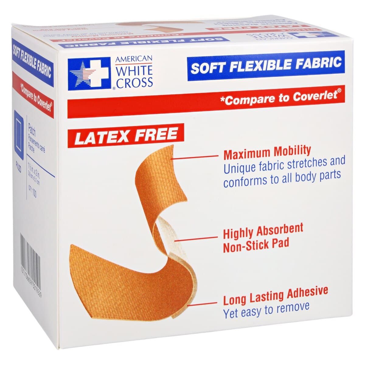 American White Cross Adhesive Bandage, Fabric, 1-1/2 x 2 inches, Tan, Sterile, 100/Box thumbnail 7