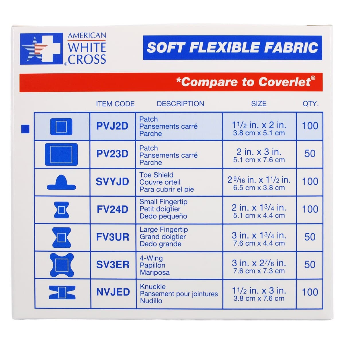 American White Cross Adhesive Bandage, Fabric, 1-1/2 x 2 inches, Tan, Sterile, 100/Box thumbnail 4