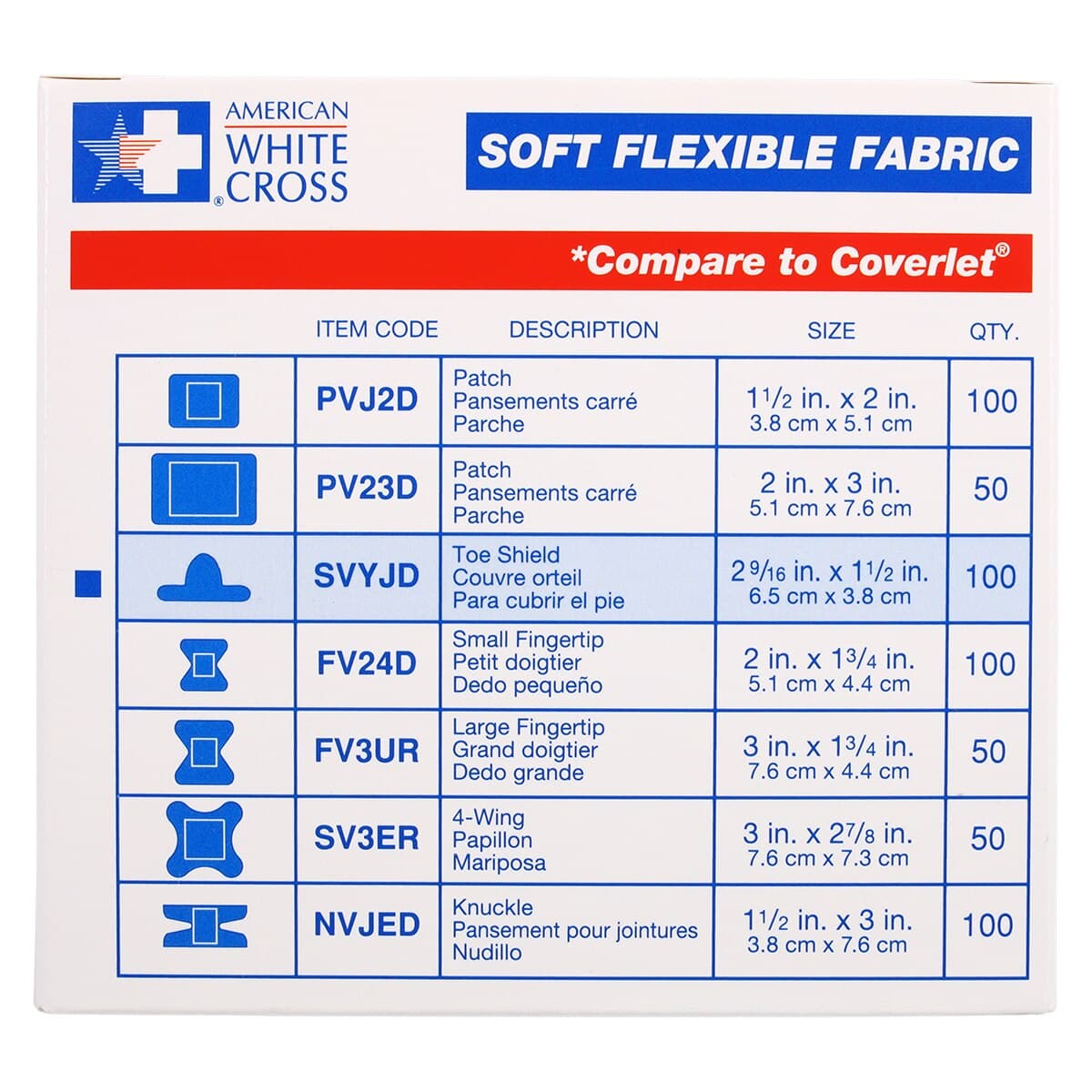 American White Cross Adhesive Bandage, Fabric, 1-1/2 x 2-9/16", Tan, Sterile, 100/Box thumbnail 6