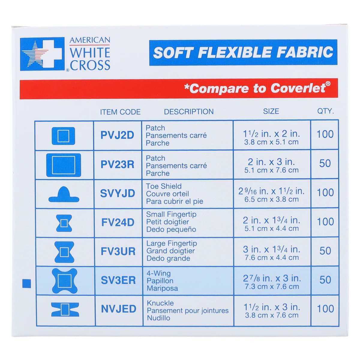 American White Cross Adhesive Bandage, Fabric, 3" x 2.88", Tan, Sterile, 50/Box thumbnail 6