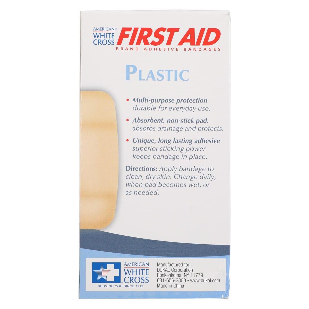 American White Cross Adhesive Bandage Plastic Patch, 2x4", Tan, Sterile, 50/Box thumbnail 6