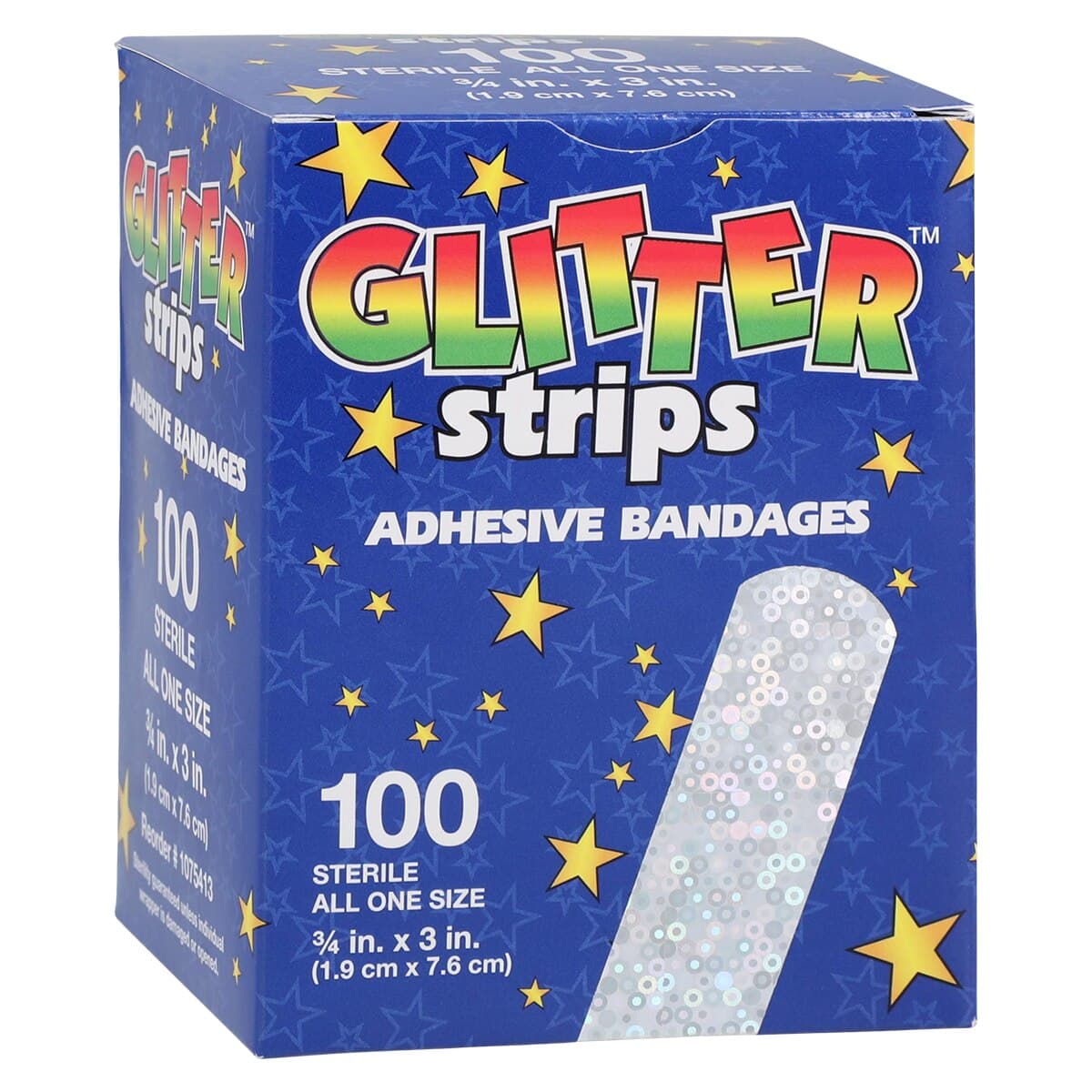 Dukal Stat Strip Adhesive Bandage, Plastic, 3/4" x 3", Glitter, Sterile, 100/Box thumbnail 2