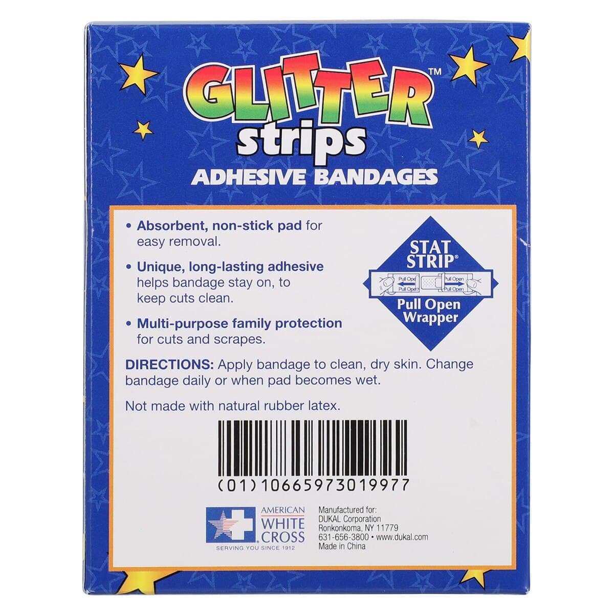 Dukal Stat Strip Adhesive Bandage, Plastic, 3/4" x 3", Glitter, Sterile, 100/Box thumbnail 5