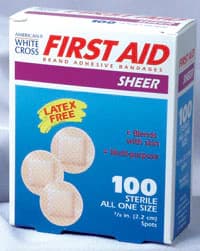 American White Cross Adhesive Bandage, Plastic, Sheer, 7/8" Spot, Sterile, 100/Box thumbnail 2