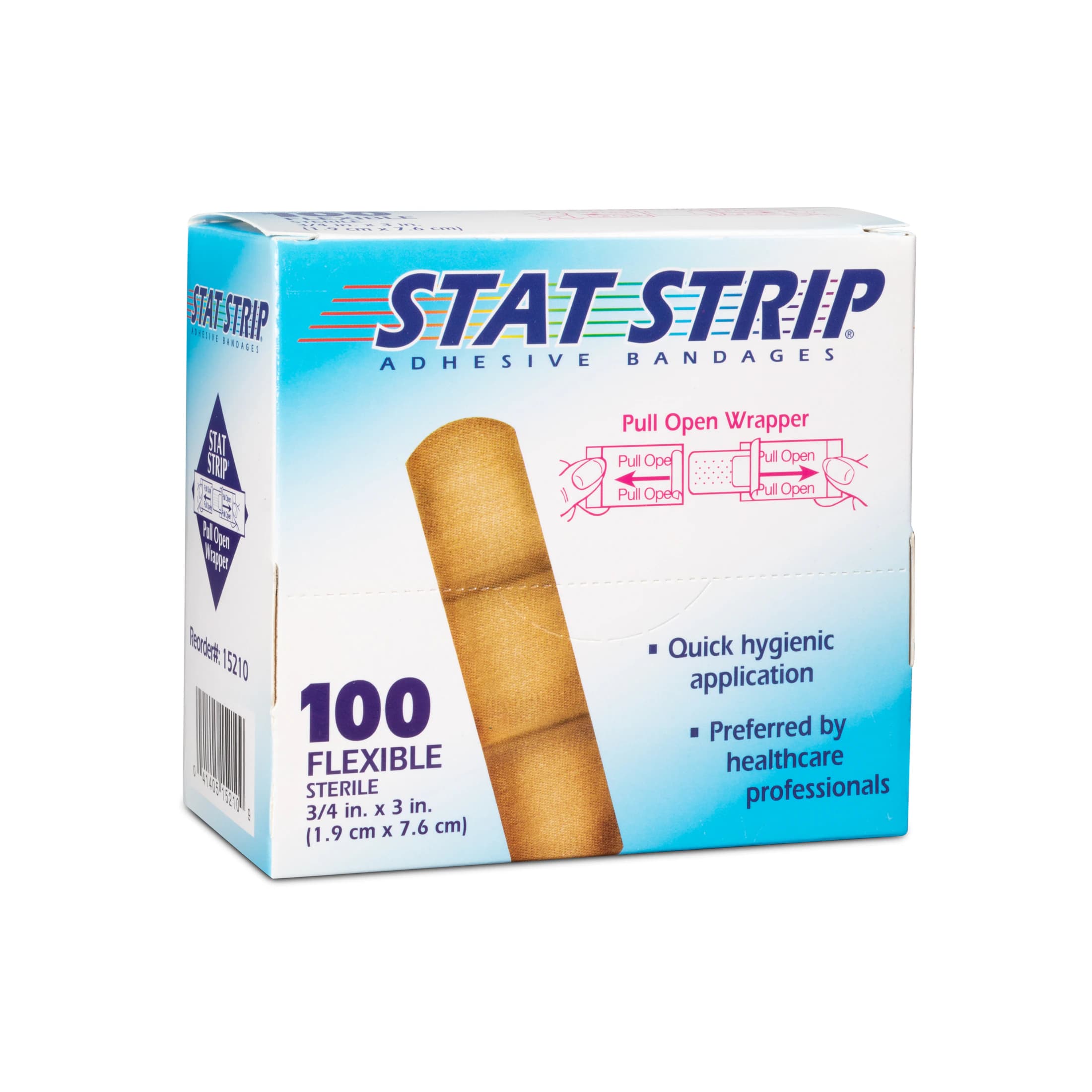 Dukal Stat Strip Adhesive Bandage, Fabric, 3/4" x 3", Tan, Sterile, 100/Box thumbnail 2