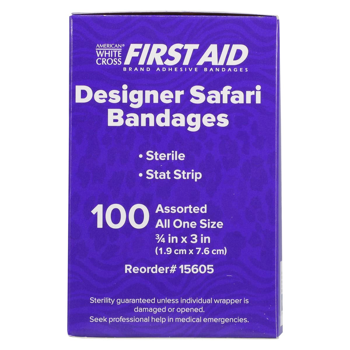 American White Cross Adhesive Bandage, Plastic, 3/4" x 3", Designer Safari, Sterile, 100/Box thumbnail 5