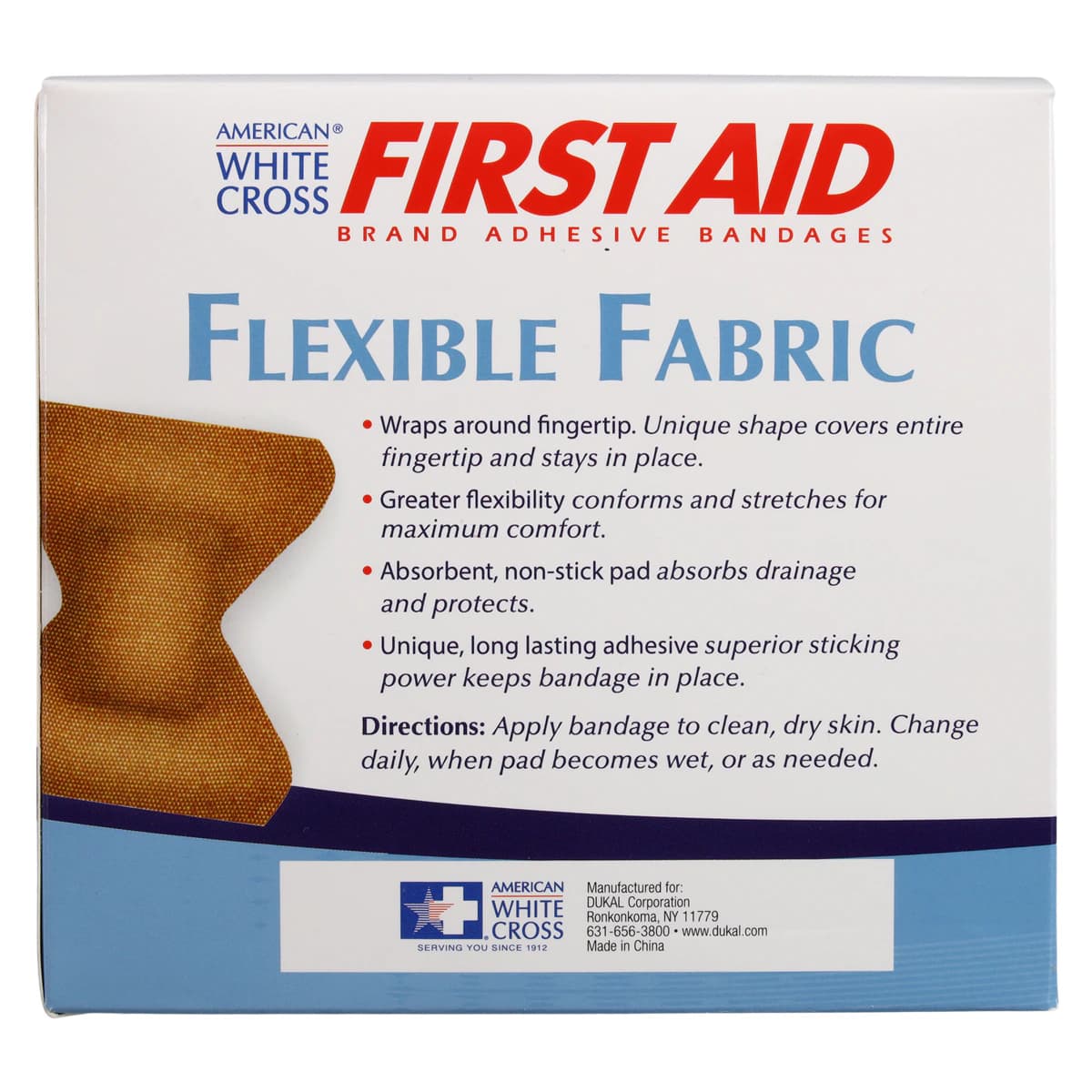 American White Cross First Aid Adhesive Bandage, Fabric, Fingertip, 1-3/4" x 3", Tan, Sterile, 50/Box thumbnail 5