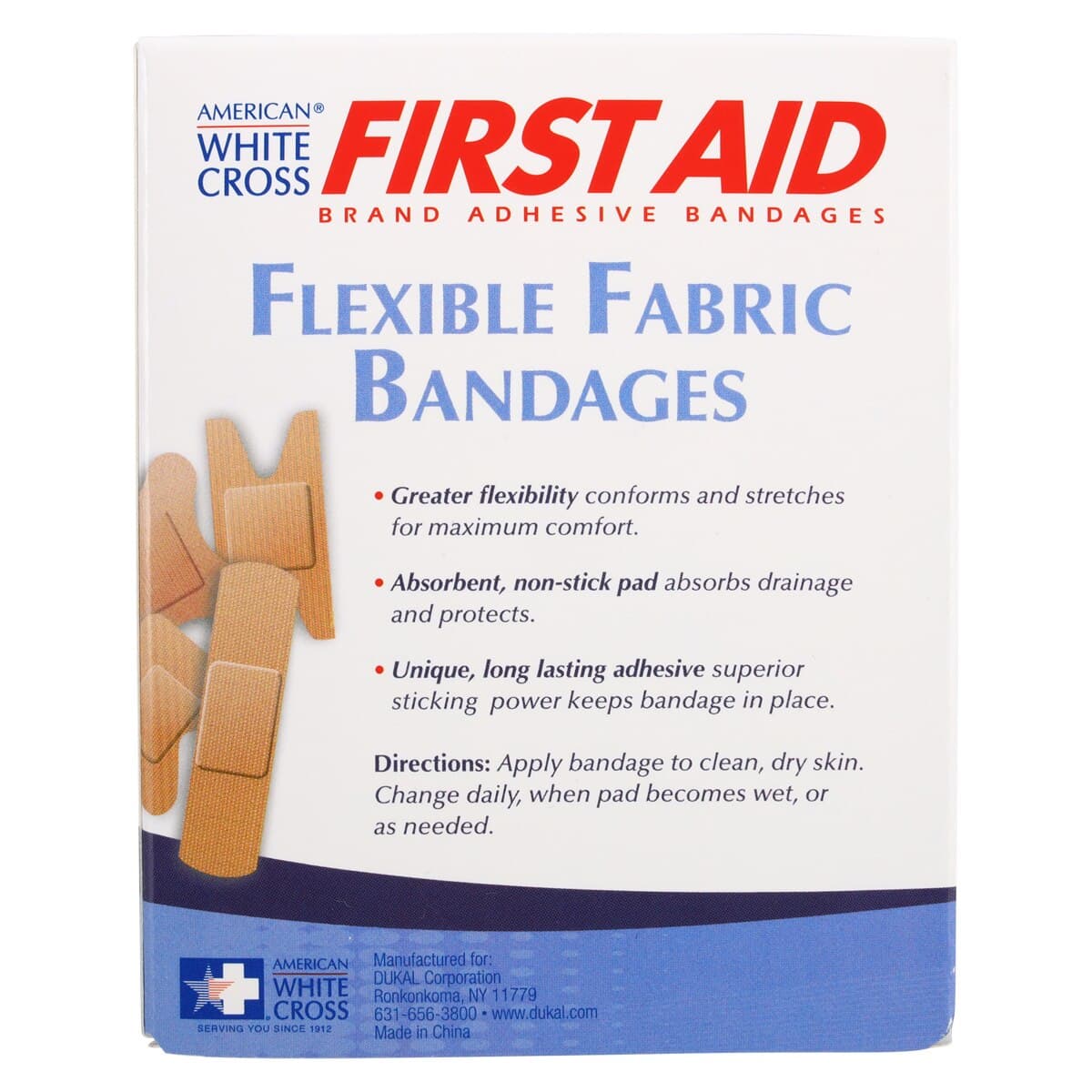 American White Cross Adhesive Bandage, Lightweight Flexible Fabric, Assorted Sizes, Tan, Sterile, 36/Box thumbnail 5
