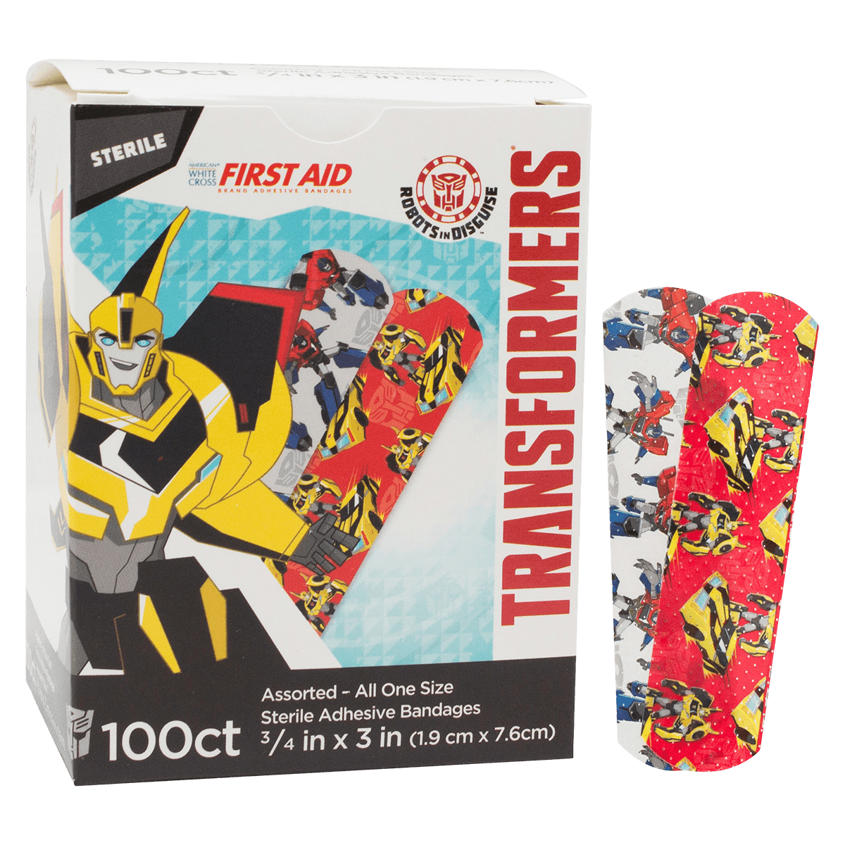 Dukal Stat Strip Adhesive Bandage, Plastic, 3/4" x 3", Transformers, Sterile, 100/Box thumbnail 2