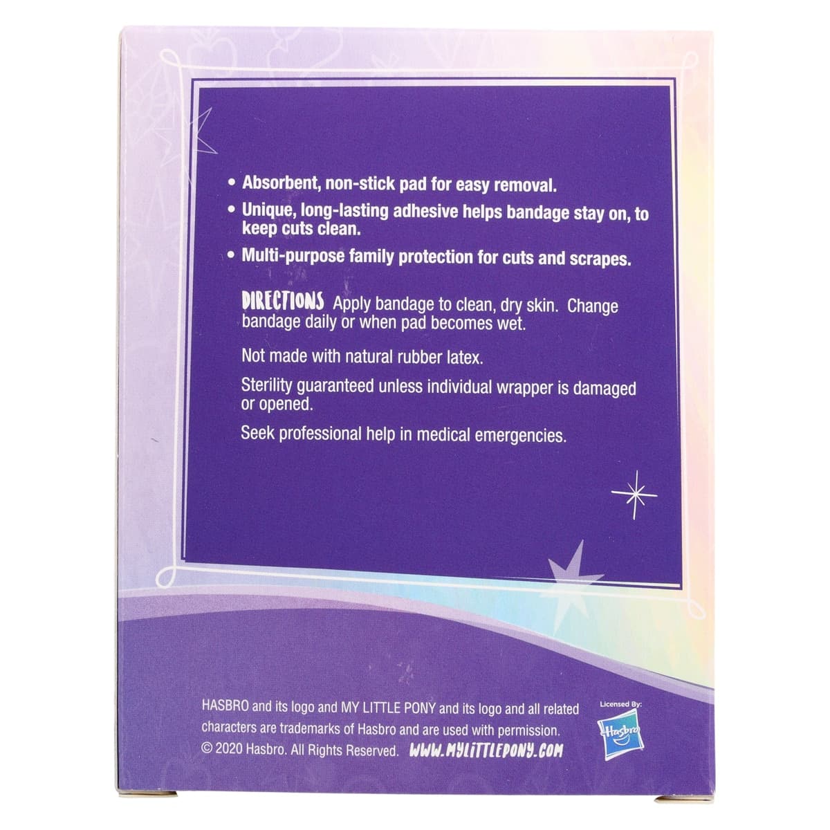 Dukal Stat Strip Adhesive Bandage, Plastic, 3/4" x 3", My Little Pony Design, Sterile, 100/Box thumbnail 5