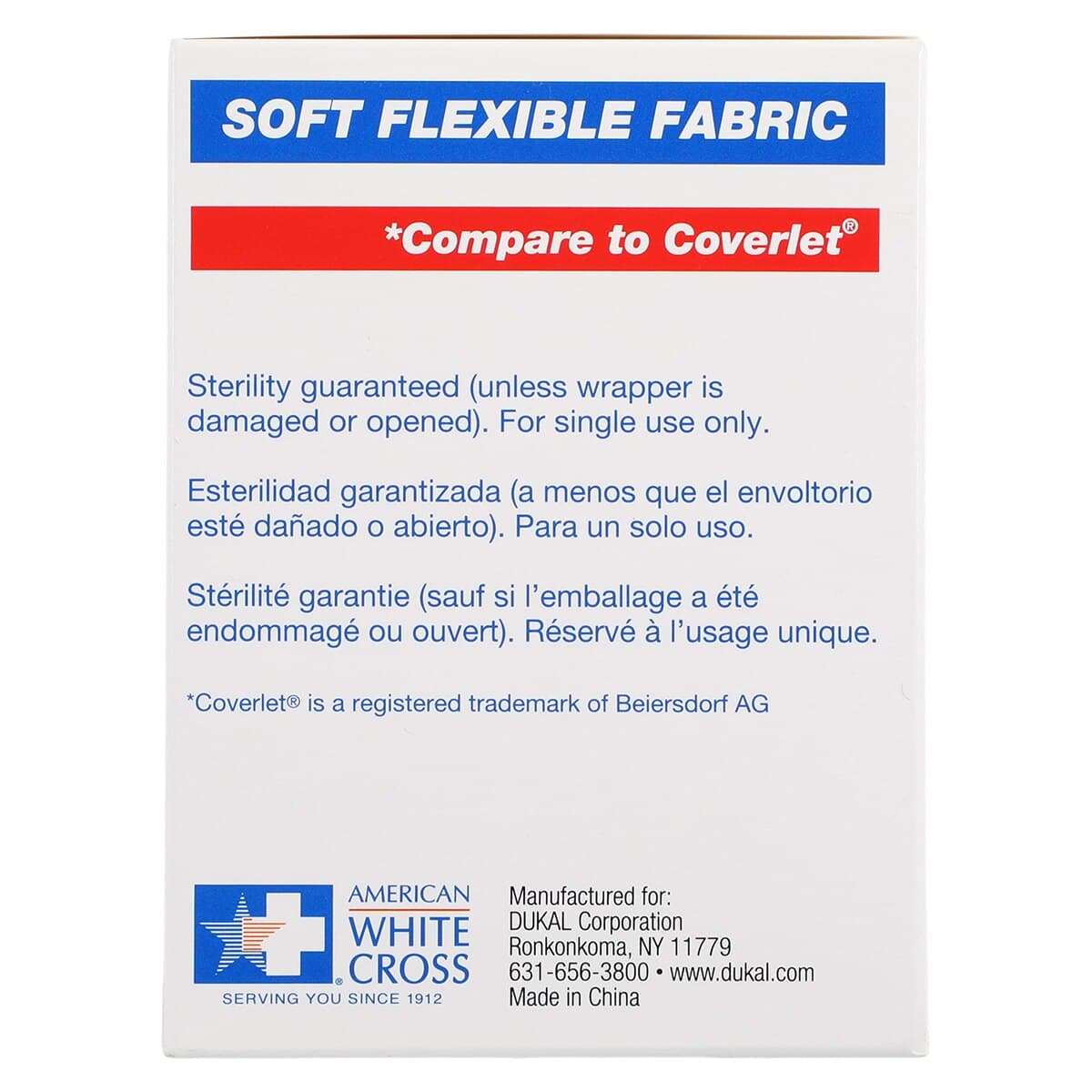 American White Cross Adhesive Bandage, Fabric, 2x3", Tan, Sterile, 50/Box thumbnail 4
