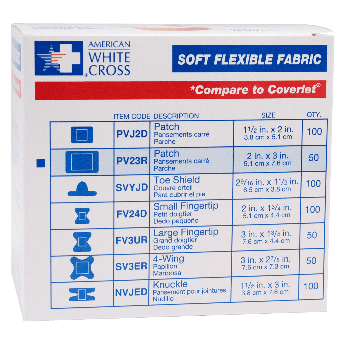 American White Cross Adhesive Bandage, Fabric, 2x3", Tan, Sterile, 50/Box thumbnail 5