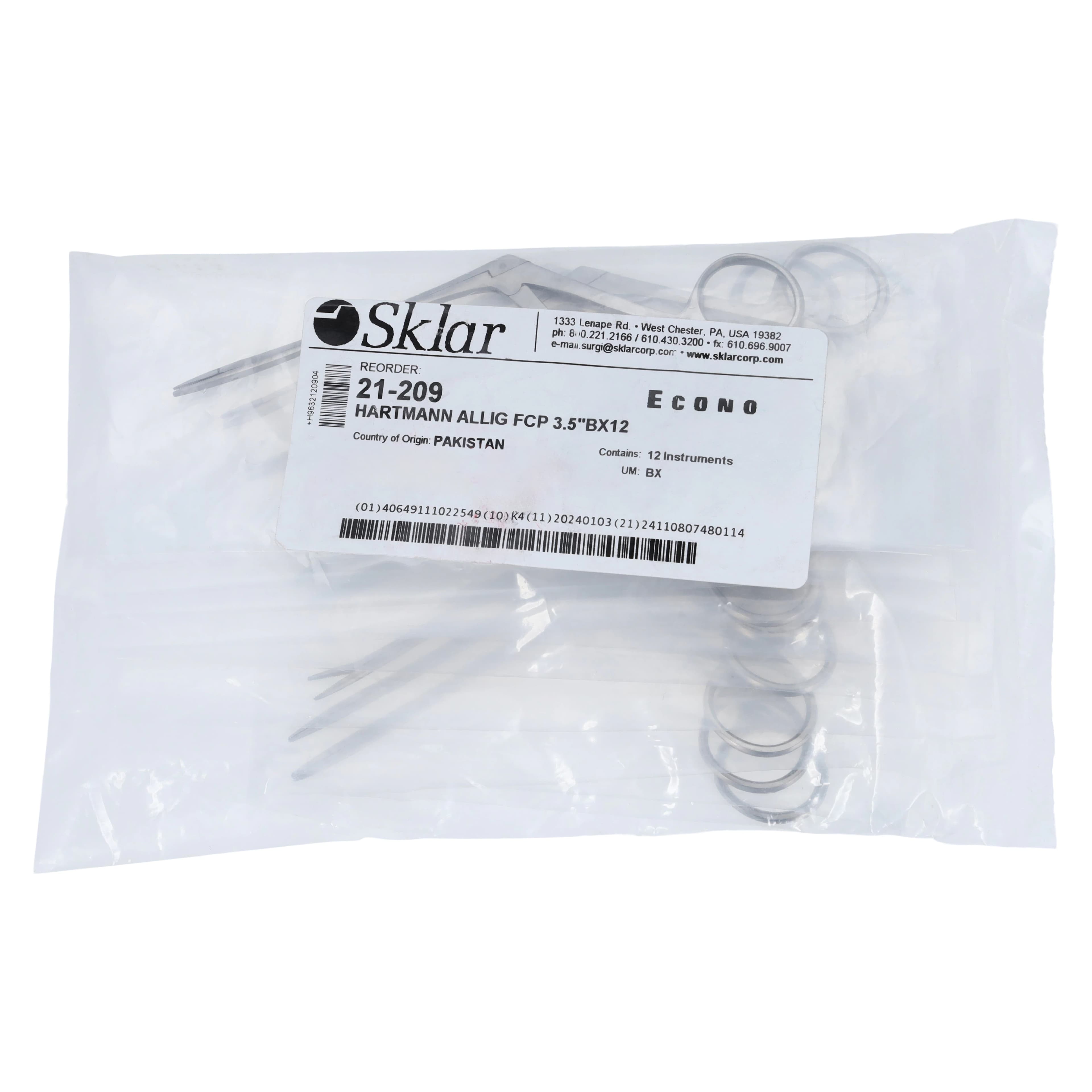 Sklar Hartman Alligator Ear Forceps, Straight, 3-1/2", Stainless Steel, Non-Sterile, 12/Box thumbnail 5