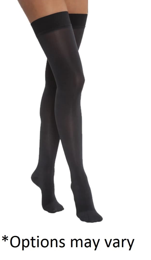 Jobst Opaque Compression Stocking, Thigh High, Open Toe, 20-30 mmHg, X-Large - Hose Cmpr Thigh High Open Toe - Image 1