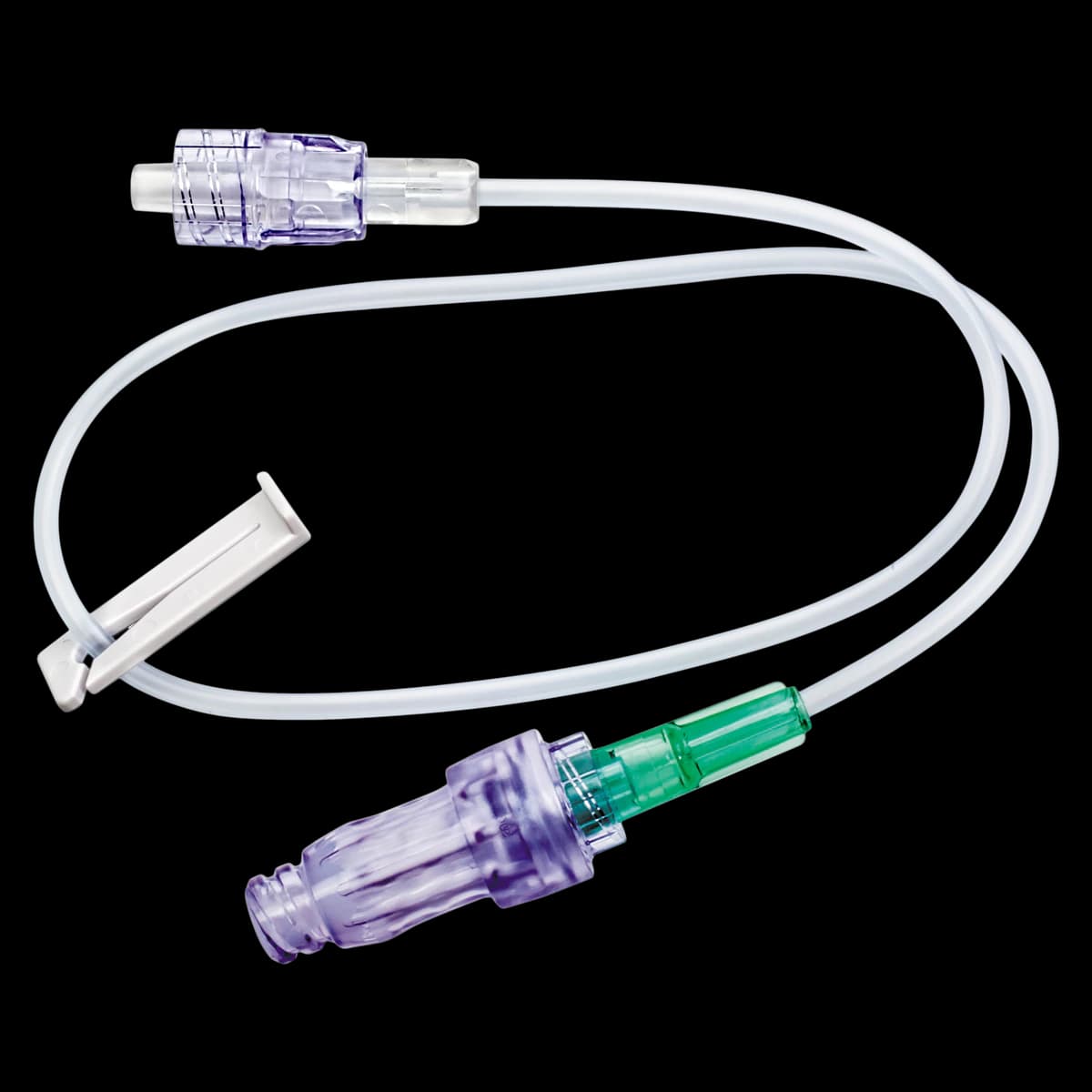B. Braun CareSite Small Bore Extension Set, Needleless, 14" SPIN-LOCK Male Luer Lock, Removable Side Clamp, 0.7mL Priming Volume, 100/Case - Set Extension CareSite Sm LL - Image 1