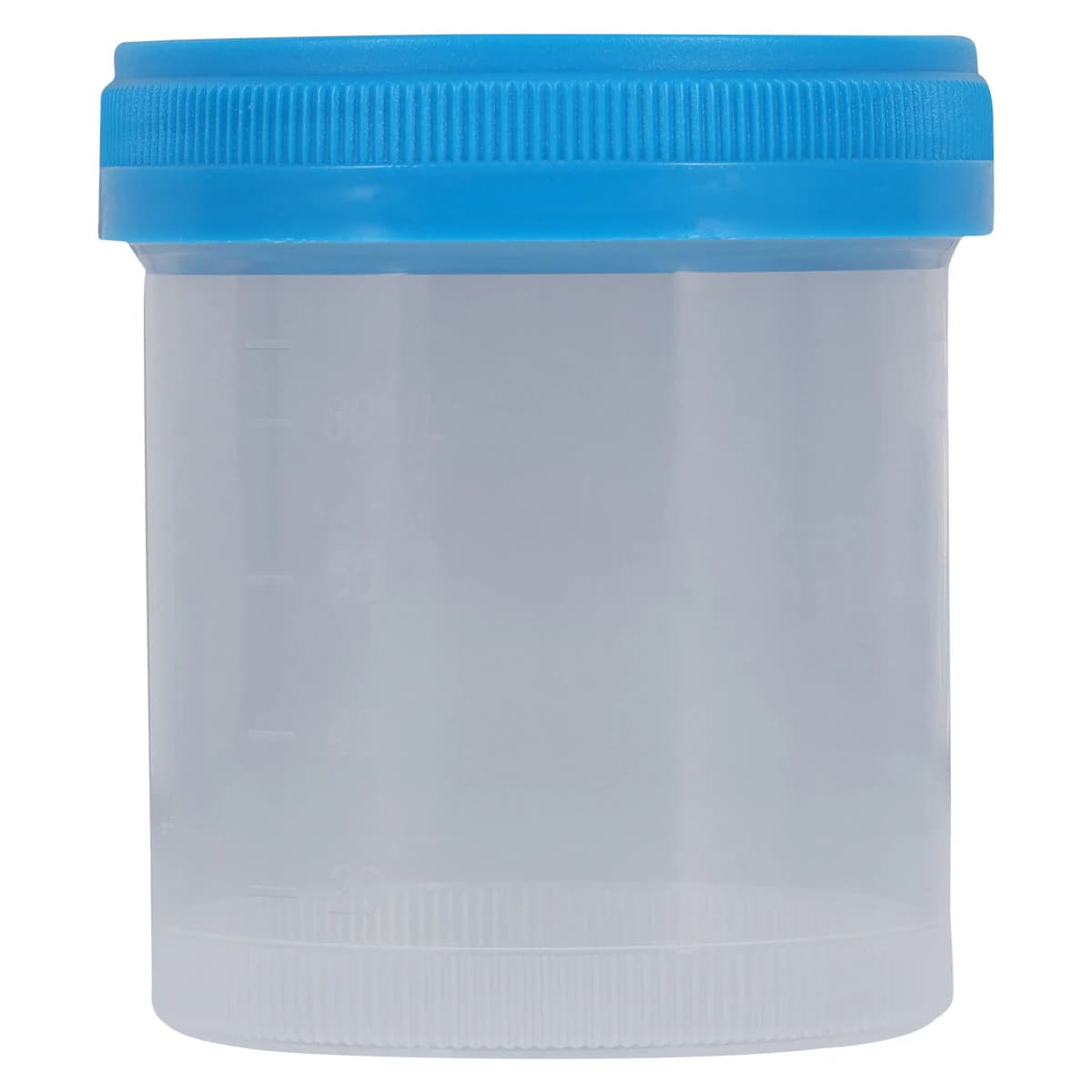 Leakbuster Specimen Container, 90mL, Polypropylene, Non-Sterile, Wide Mouth, Blue O-Ring Cap, No Label, 400/Case - Container Specimen Wide 90mL - Image 1