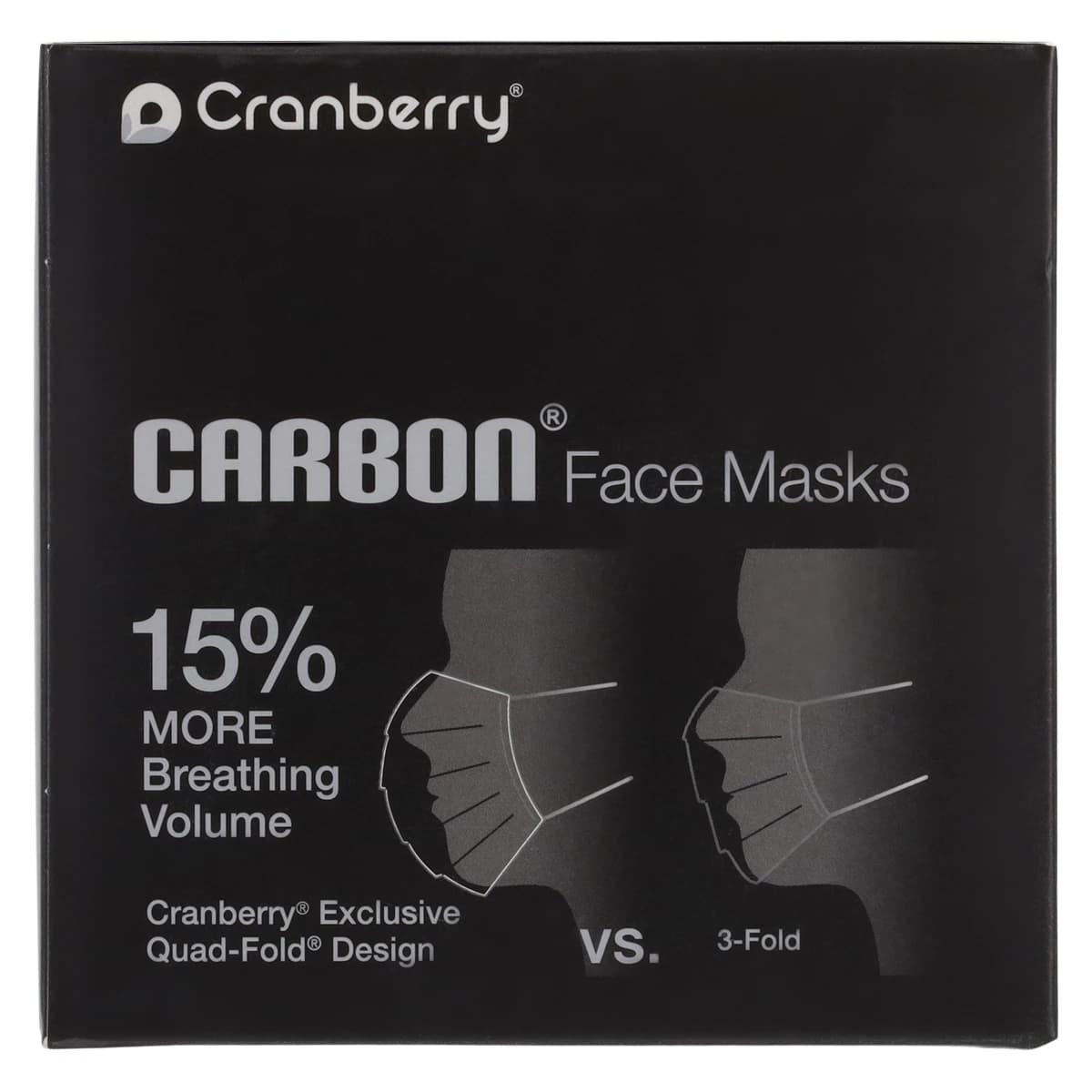 Cranberry Carbon ASTM Level 3 Earloop Face Mask, 4-Ply, Black, 50/Box, C2900K thumbnail 6