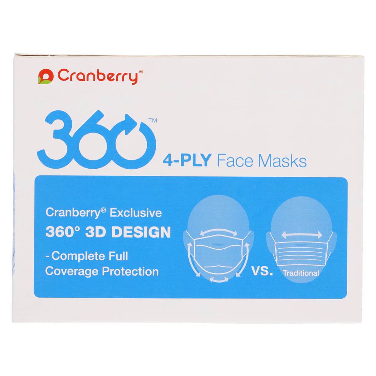 Cranberry 360 Anti-Fog 4-Ply Earloop Face Mask, ASTM Level 3, Small, Silver, 40/Box, Q2860S thumbnail 7