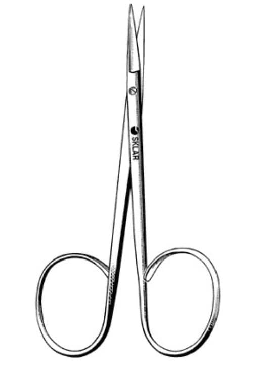Sklar Iris Ribbon Scissors, Straight, 4" Stainless Steel, Non-Sterile, Reusable, Each - Scissors Ribbon Iris Straight - Image 1