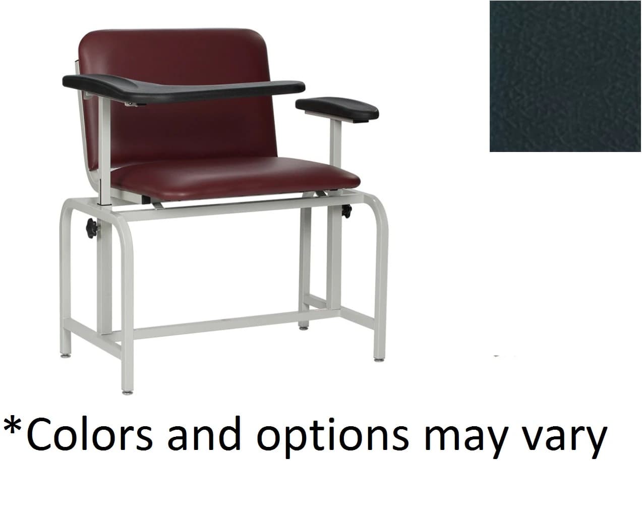 Winco Mfg LLC Phlebotomy Chair, Black Steel, 450 lb Capacity, Swivel Arm, Adjustable, Each - Chair Blood Drw Swivel Arm Adj - Image 1