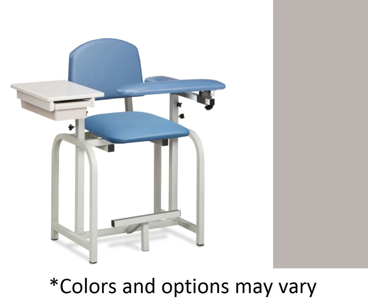 Clinton Industries Lab X Series Blood Drawing Chair, Gray Powder Coated, 400 lb Capacity - Chair Blood Draw LabX Ser XT - Image 1