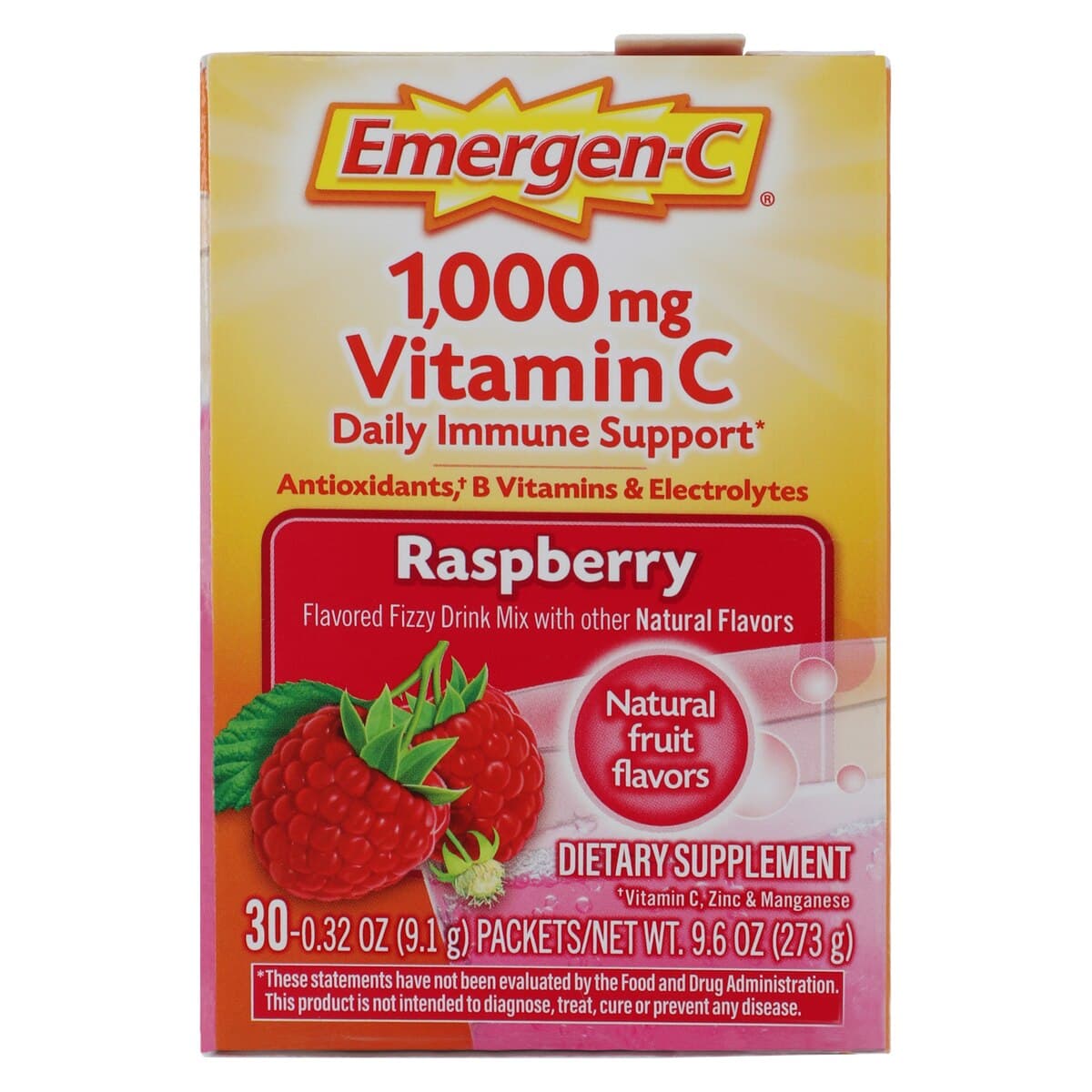 Emergen-C Super Orange Powder Mix, Raspberry Flavor, 30 Packets/Box thumbnail 5