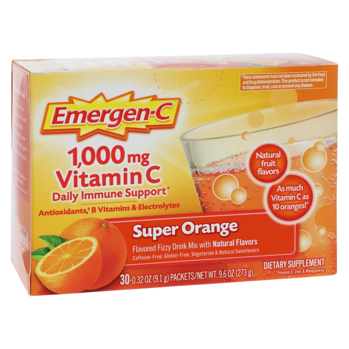 Emergen-C Super Orange Effervescent Powder Mix, 30 Count Box - Emergen-C Mix Super Orange N-R - Image 1