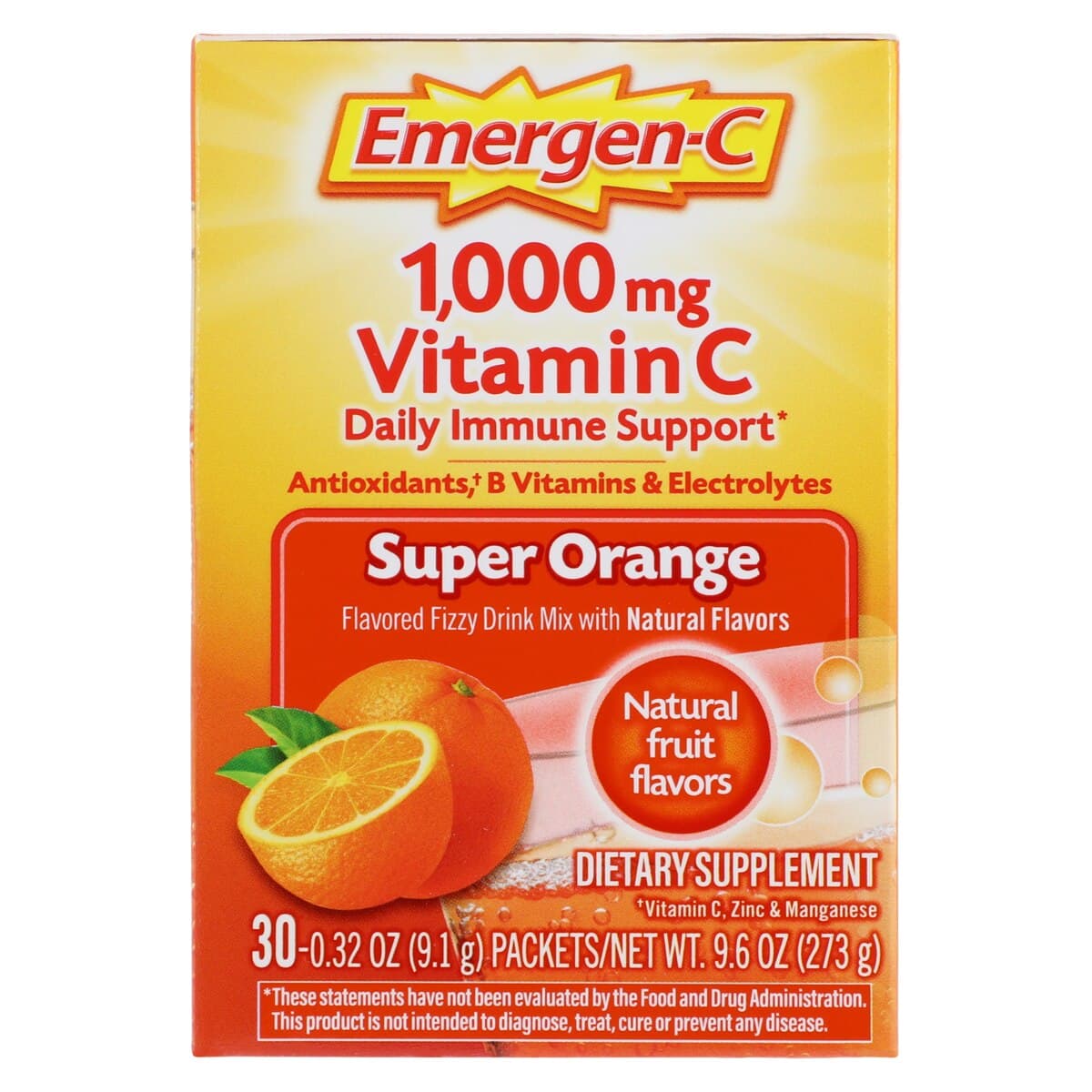 Emergen-C Super Orange Effervescent Powder Mix, 30 Count Box thumbnail 3