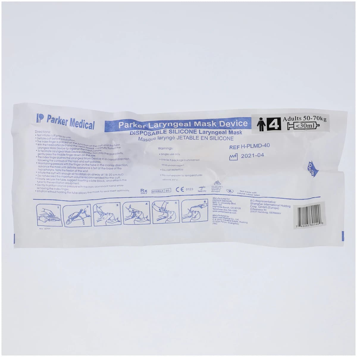 LMA Parker Silicone Mask Device, Size 4, Disposable, 5/Case thumbnail 4