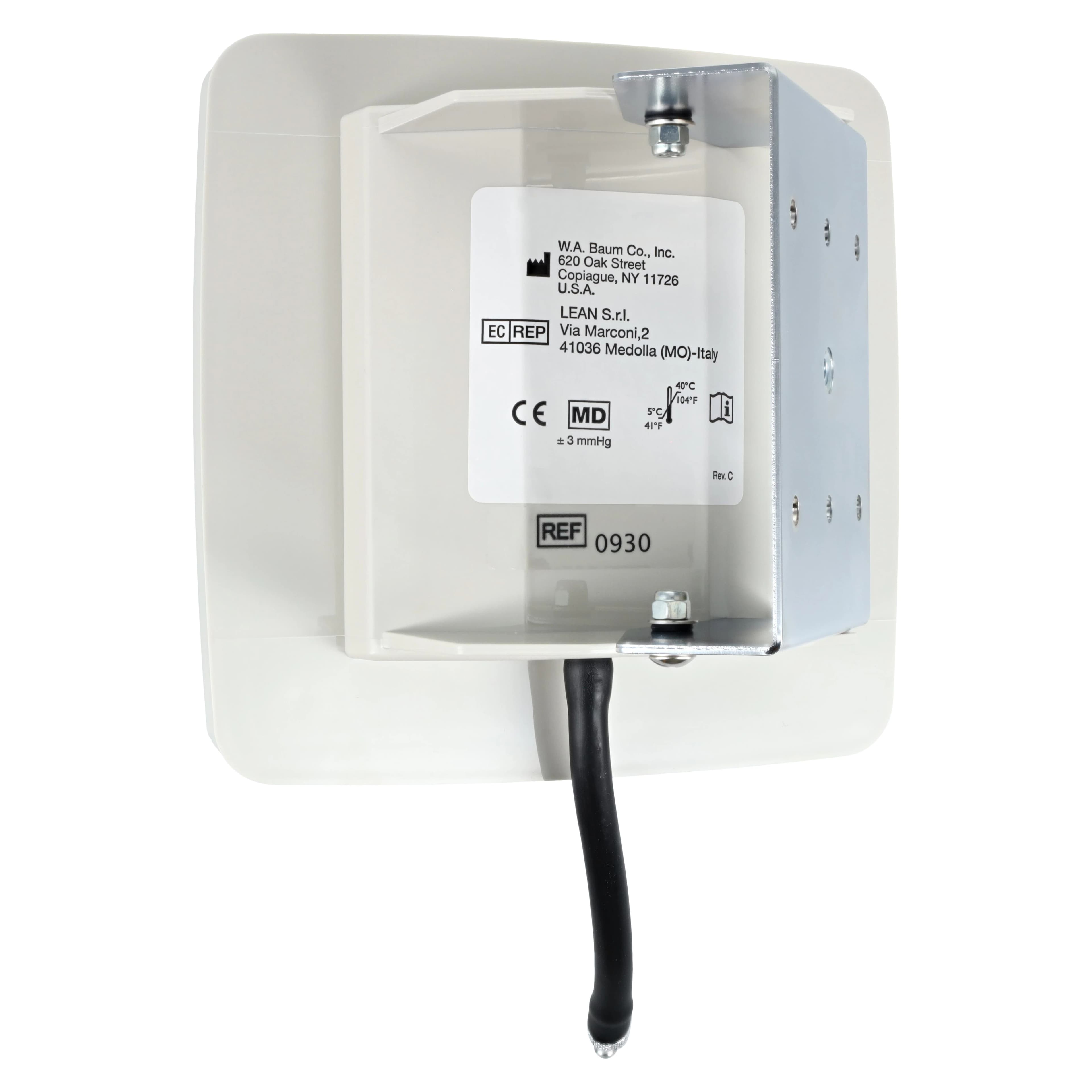 W.A. Baum Calibrated V-Lok Aneroid Sphygmomanometer, Wall Mount, Adult, Neutral White Latex Arm, High Contrast Dial thumbnail 8
