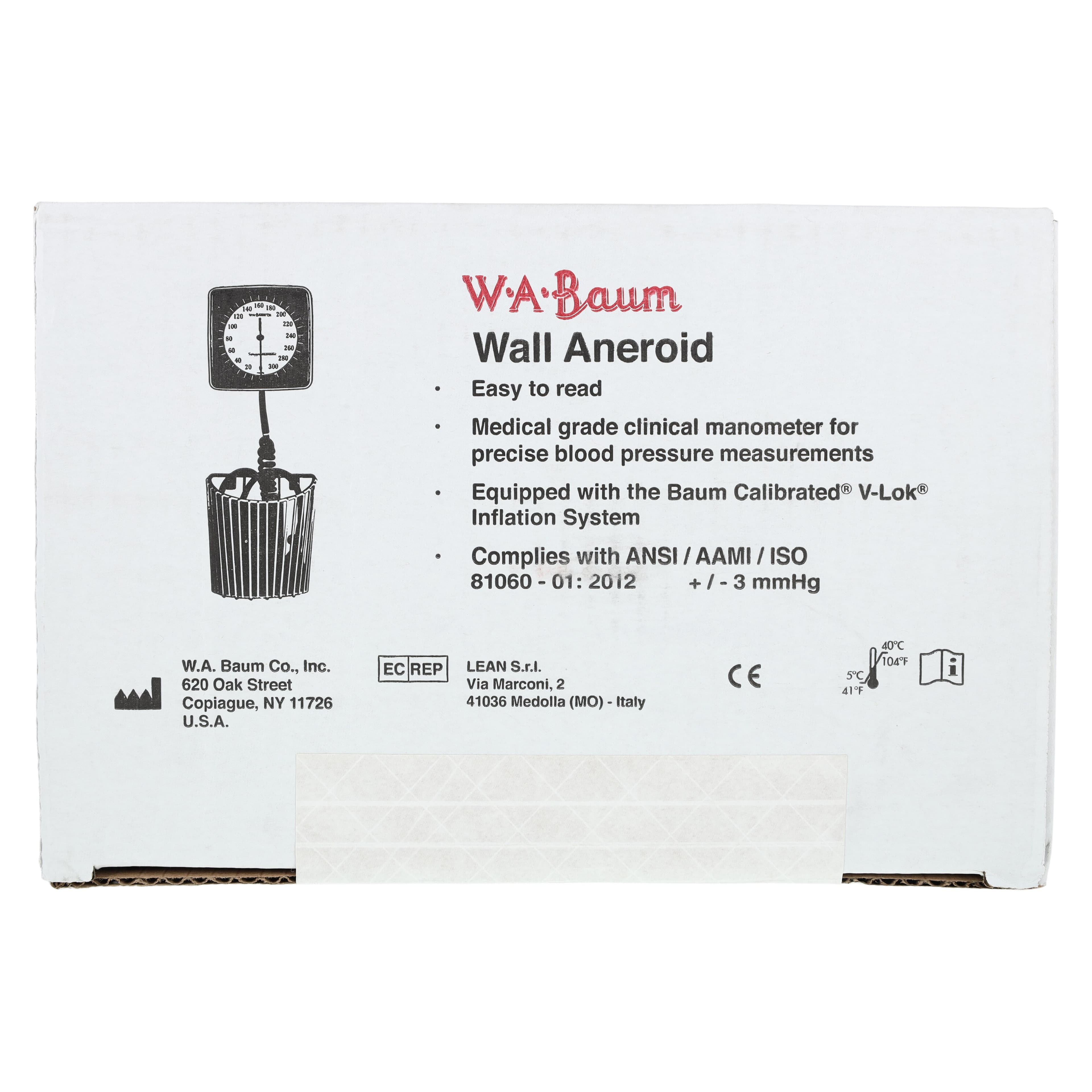 W.A. Baum Calibrated V-Lok Aneroid Sphygmomanometer, Wall Mount, Adult, Neutral White Latex Arm, High Contrast Dial thumbnail 12