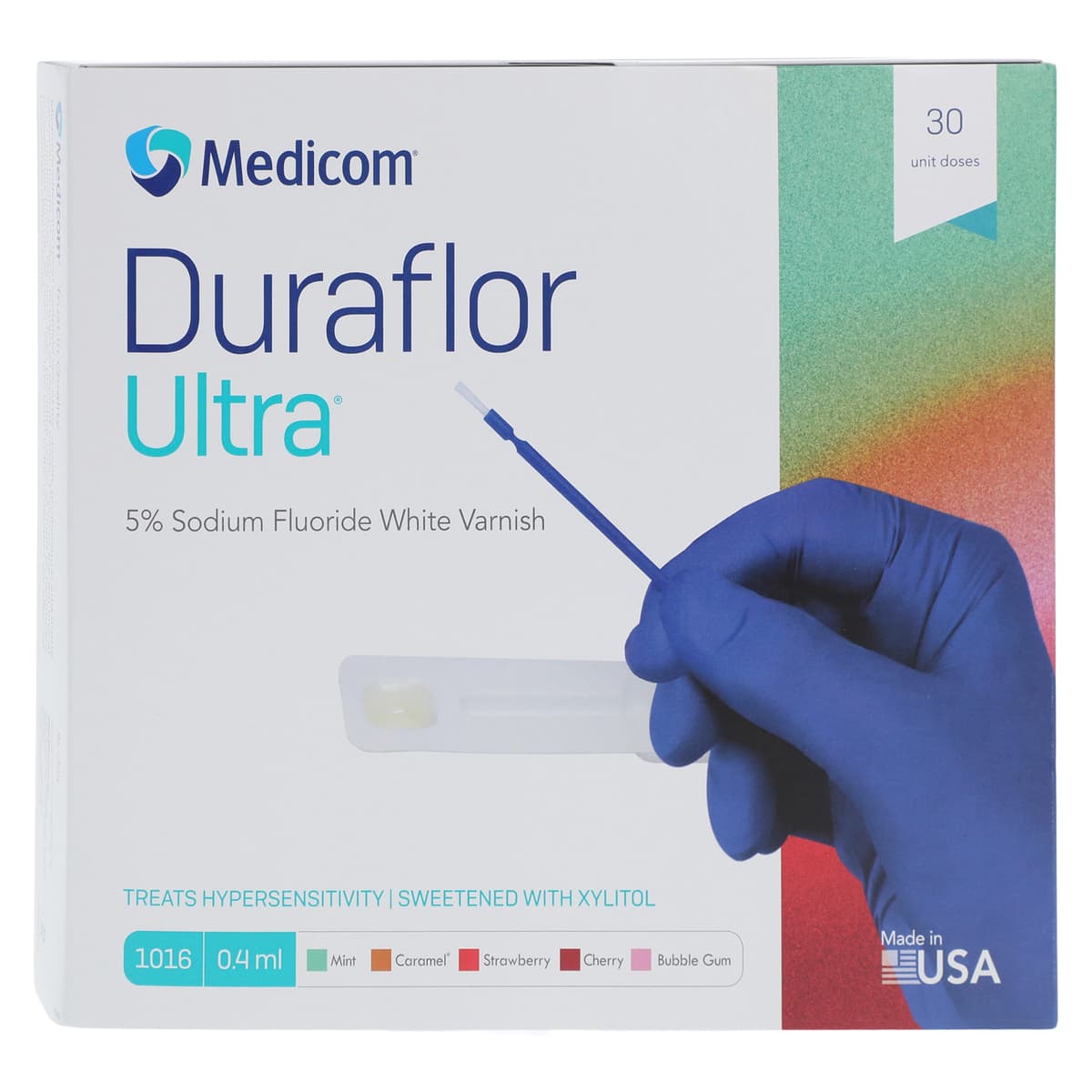 Duraflor Ultra 5% Sodium Fluoride White Varnish, Strawberry, 0.4 mL Unit Dose, 30/Box, 1016-ST30 - Duraflor Ultra 5% Sodium Fluoride White Varnish Strawberry Box of 30 - Image 1