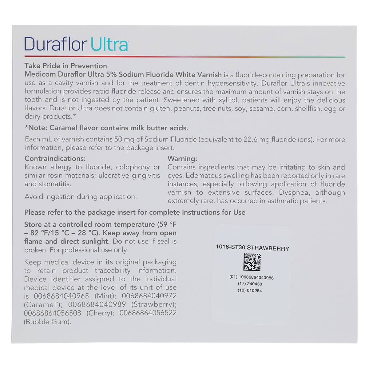 Duraflor Ultra 5% Sodium Fluoride White Varnish, Strawberry, 0.4 mL Unit Dose, 30/Box, 1016-ST30 thumbnail 3