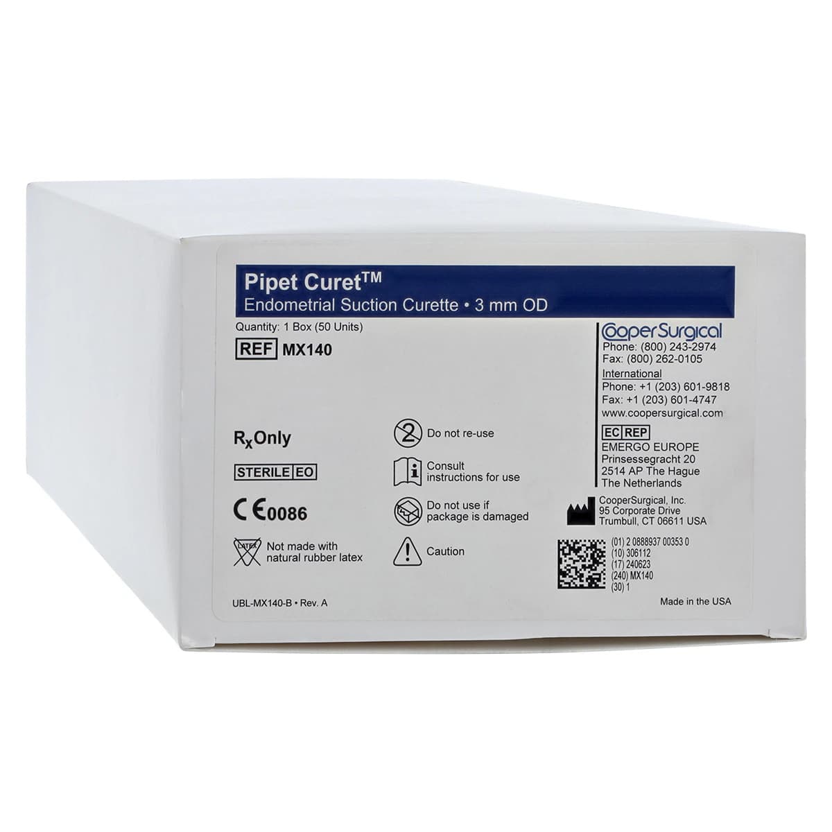 Cooper Surgical Endometrial Pipette Curette, 3mm, Disposable, 50/Box - Pipette Curette 3mm - Image 1