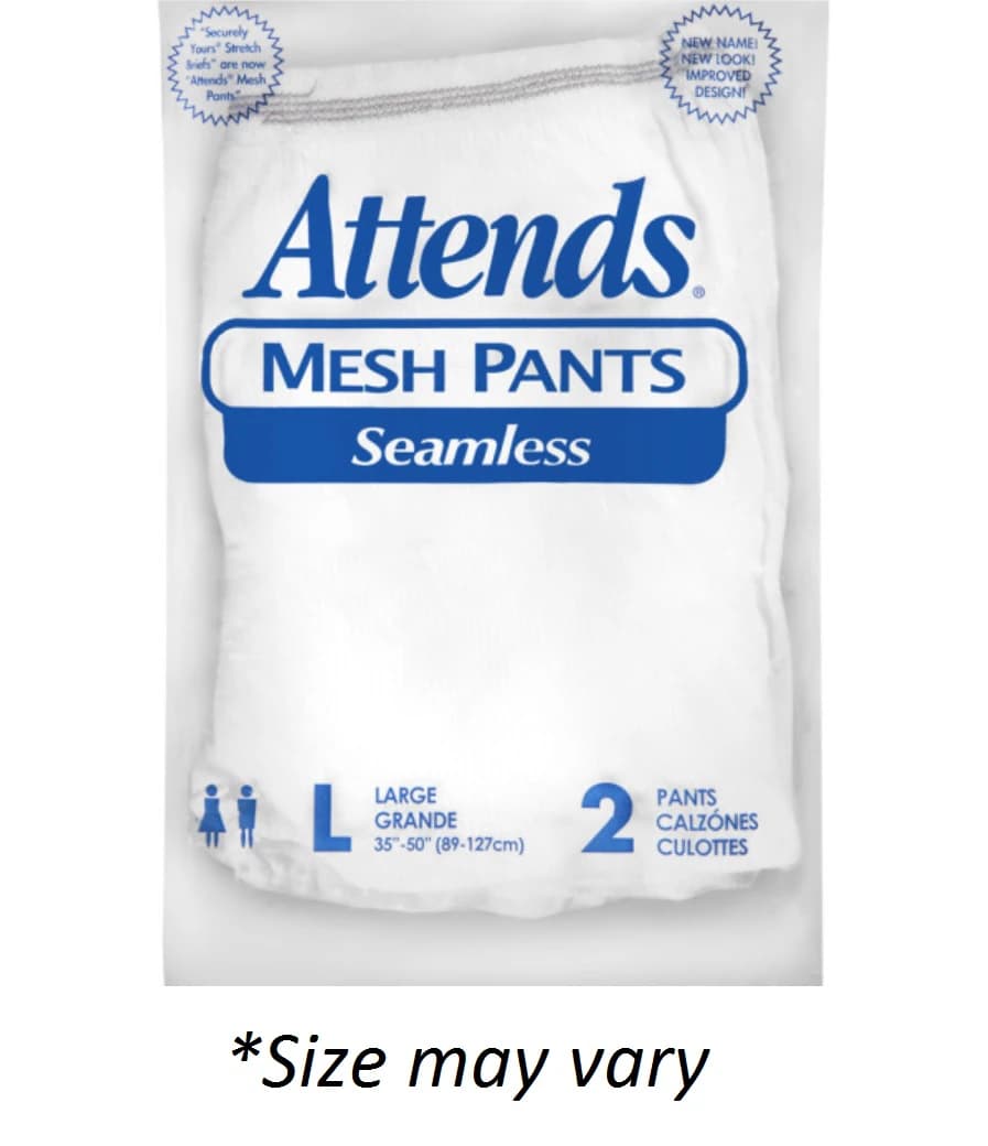 Attends Incontinence Pants Mesh, Unisex, Small/Medium, 25-45", Seamless, Nonabsorbent, Yellow/Blue, Washable, Latex-Free, 50/Case - Pants Mesh Attends Sm/Med - Image 1