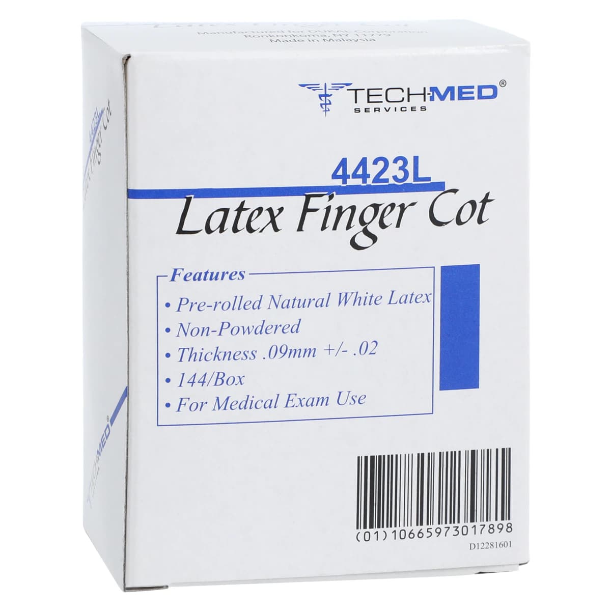 Dukal Latex Finger Cots, Large, Powder-Free, Non-Sterile, 144/Box, 4423L - Dukal - Latex Finger Cots, Large, box of 144 - Image 1