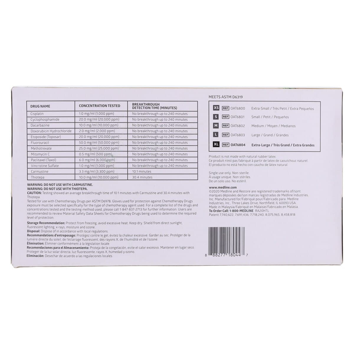 Medline Restore Nitrile Examination Gloves, X-Large, White, Non-Sterile, Powder-Free, Colloidal Oatmeal, 10/Box thumbnail 4
