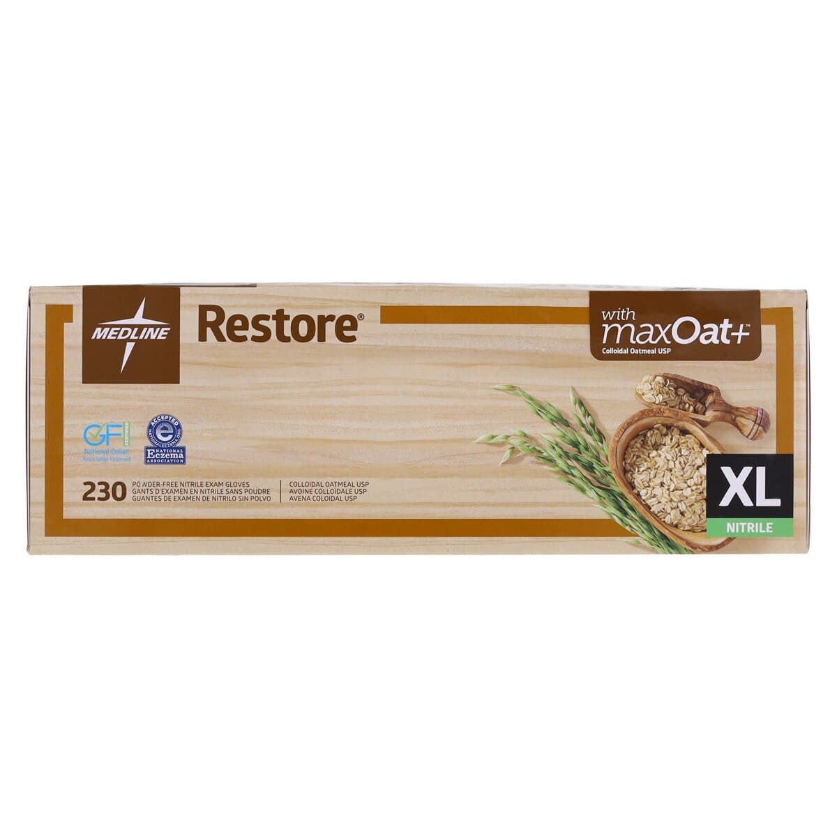 Medline Restore Nitrile Examination Gloves, X-Large, White, Non-Sterile, Powder-Free, Colloidal Oatmeal, 10/Box thumbnail 2