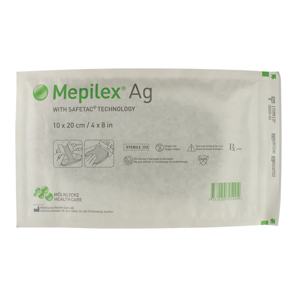 Mepilex Ag Foam Wound Dressing, 4x8" - Dressing Mepilex Ag Foam - Image 1