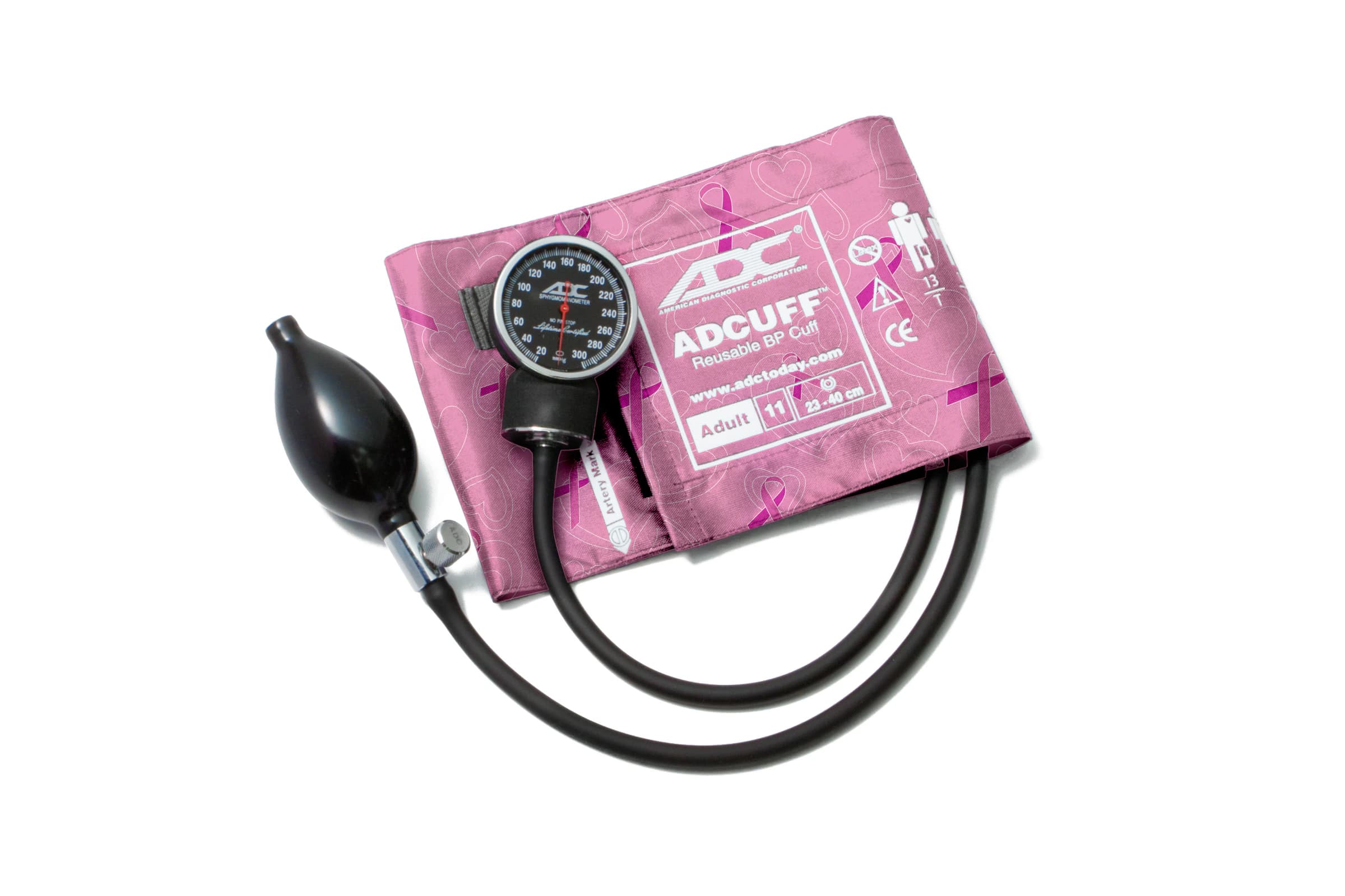 Diagnostix Aneroid Sphygmomanometer, Size 11, Breast Cancer Awareness, Latex-Free, Arm Cuff with Dial Display - Sphygmomanometer Breast Cancer - Image 1