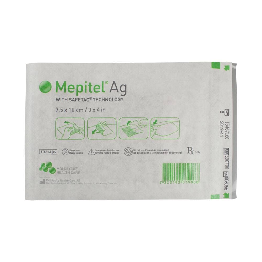 Mepilex Ag Antimicrobial Silver Foam Dressing, 3" x 4", Mepilex Ag - Dressing Mepitel AG Antimicrob - Image 1