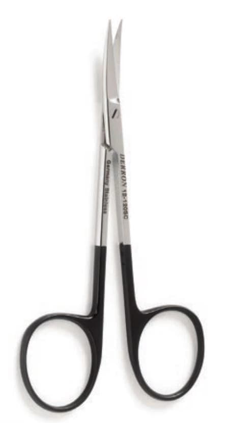 Derron Surgical Instruments Iris Scissors, Curved, Super-Cut, 4-1/2" Tungsten Carbide, Each - Scissors Iris Curved Super-Cut - Image 1