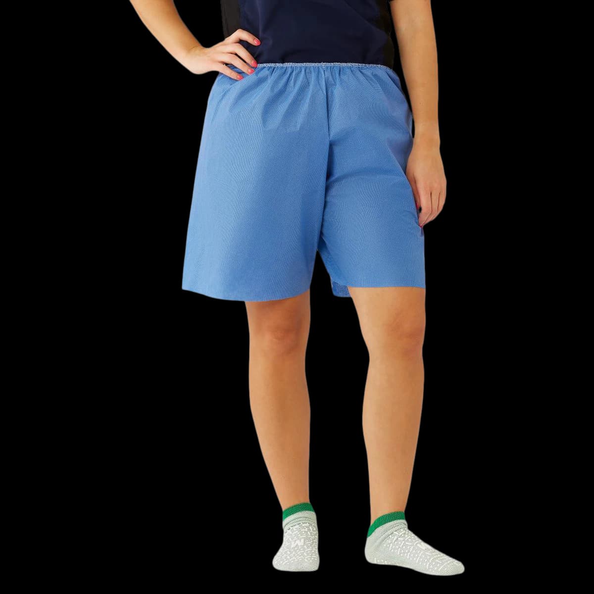 Medline Disposable Exam Shorts, Small, Blue, 30/Case - Shorts Disposable Exam - Image 1