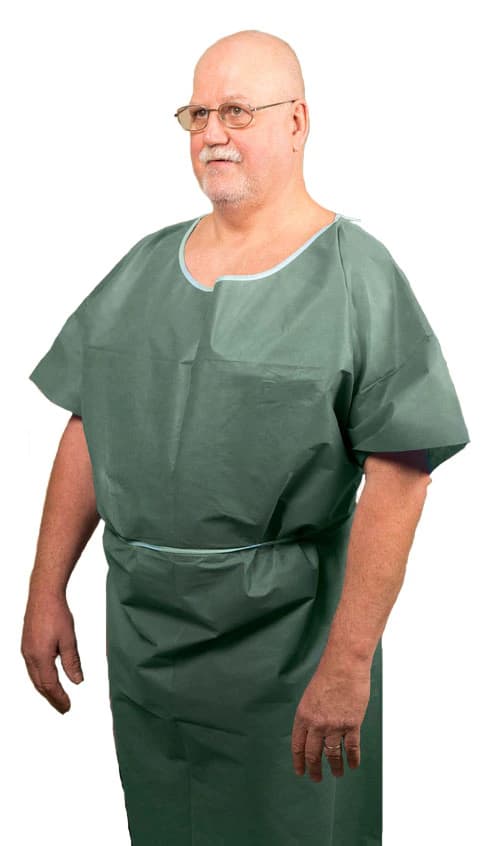 Graham Medical Exam Gown, Non-Woven, Dark Green, X-Large, 36 in x 48 in, Disposable, 50/Case - Gown Exam Disp NW Dk Green XL - Image 1