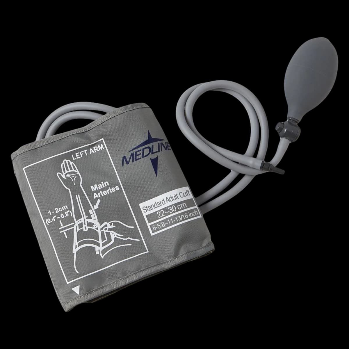 Medline Blood Pressure Cuff for MDS3002 Pro Semi-Automatic Digital Monitor, Adult, Latex-Free, Gray, 1 Each - Blood Pressure Cuffs for MDS3002 Adult - Image 1