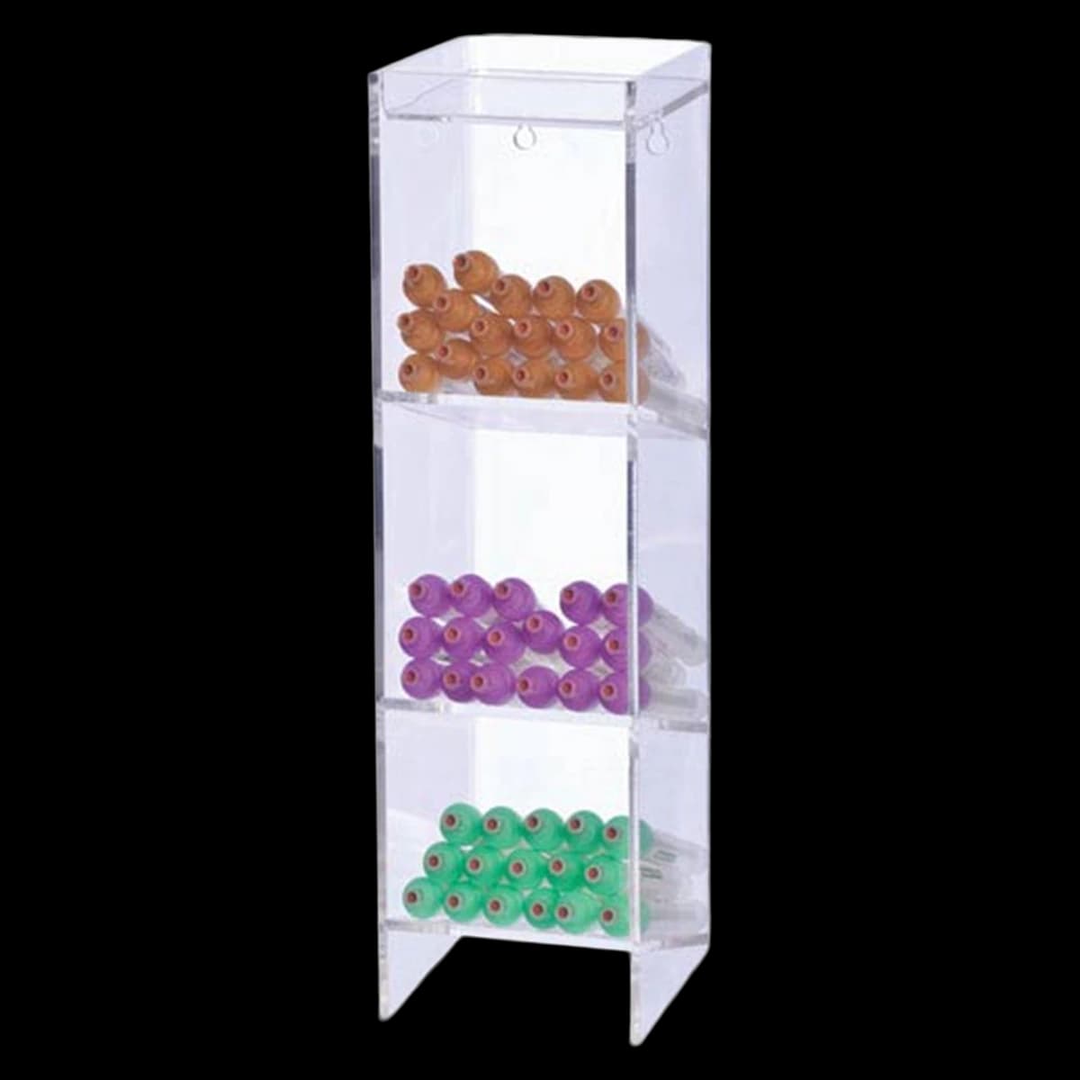 Marketlab Acrylic Narrow Tube Rack, 3 Compartments, Clear, 5-1/4 x 4-1/2 x 16" - Rack Tube Acrylic Narrow - Image 1